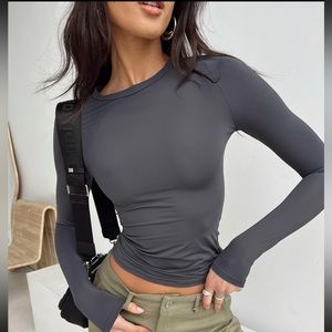 Princess Polly Arnim Long Sleeve Top Grey